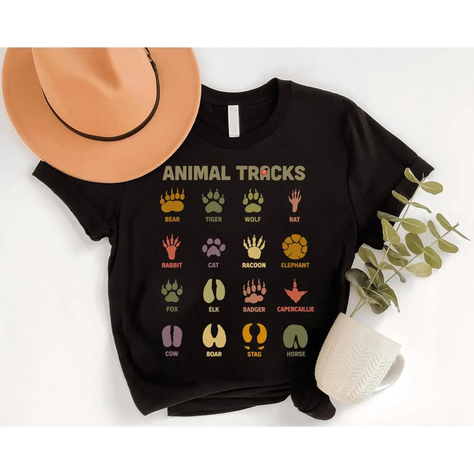 Outdoor Hunting Guide - T-shirt Guide des empreintes d'animaux Sauvageaux,
