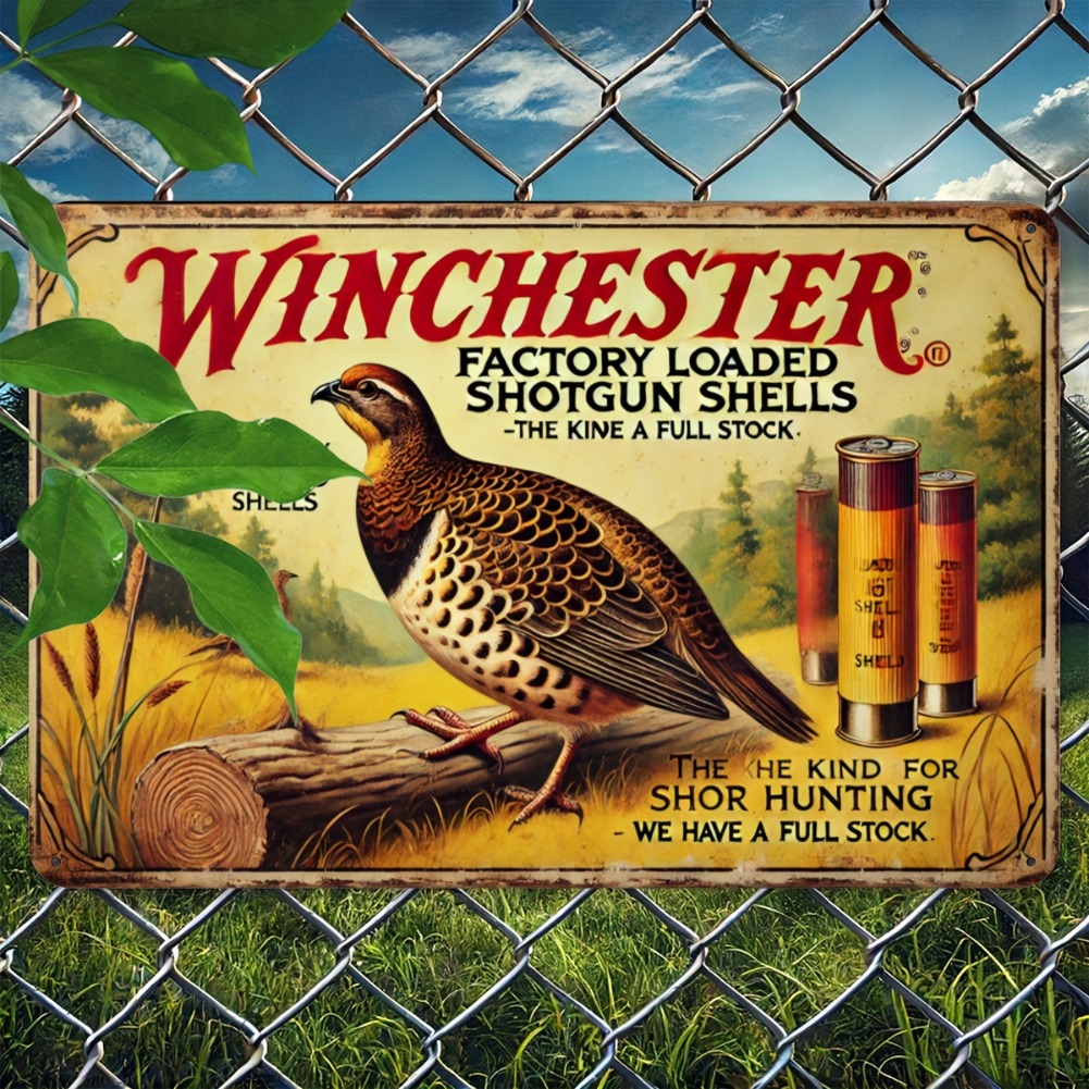 Hunting Quail - Plaque murale vintage en métal durable,
