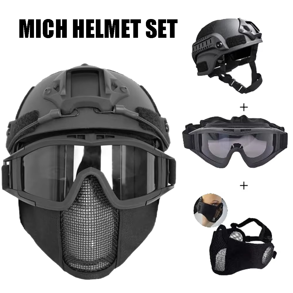 Outdoor Hunting Guide - Casque Airsoft MICH et masque demi-visage
